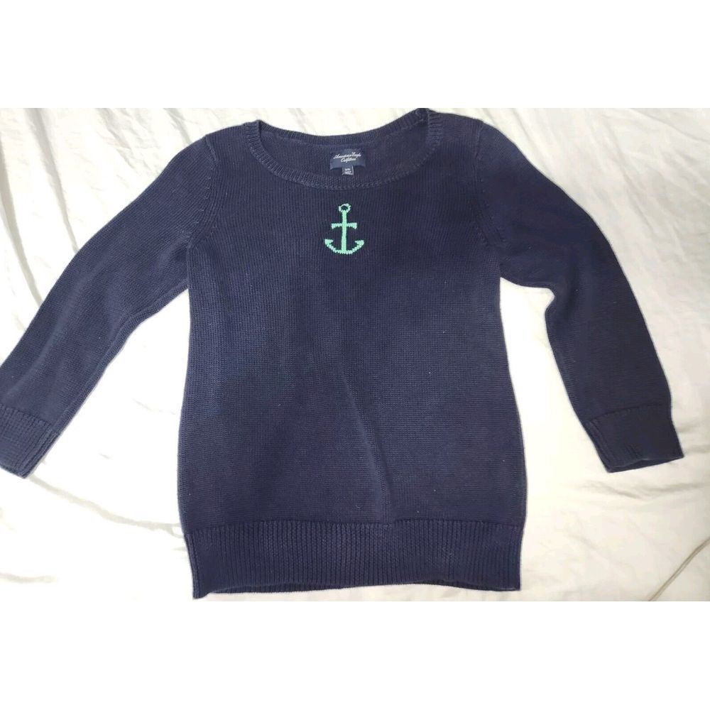 American Eagle Outfitters Navy Knit Nautical Anchor Sweater Women's XL